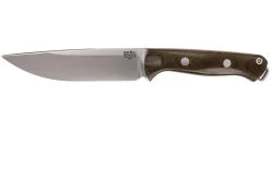 Bark River Bravo Vortex A2 Jimped, Green Canvas Micarta, Funda Marrón