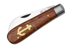 Otter Anchor Knife 174 Small Carbon, Sapeli, Brass Anchor, Navaja -Tienda De Cuchillos OR174 04 otter