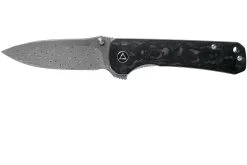 QSP Knife Hawk QS131-E Shredded Fibra De Carbono, Damascus Navaja