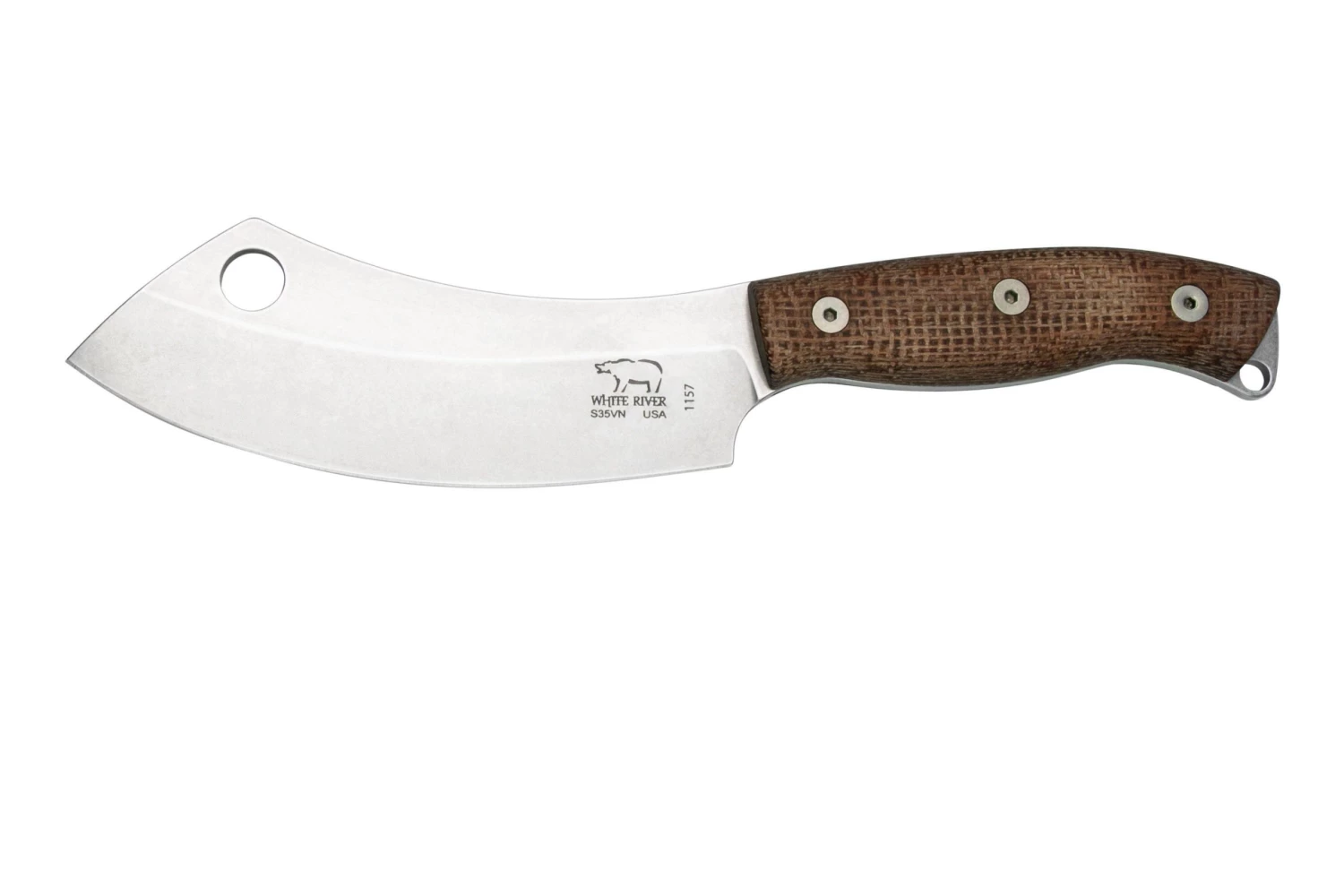 White River Camp Cleaver WRCC55-BNA Natural Burlap Micarta, Cuchillo De Camping 1 White River Camp Cleaver WRCC55-BNA Natural Burlap Micarta, Cuchillo De Camping